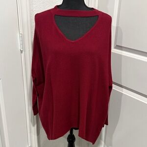 SHEIN Women's Burgundy V-Neck Sweater